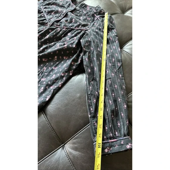 Sezane Women Size 42/US 10 Milou Shirt Maxi Floral Patchwork Black Blouse - Picture 9 of 12